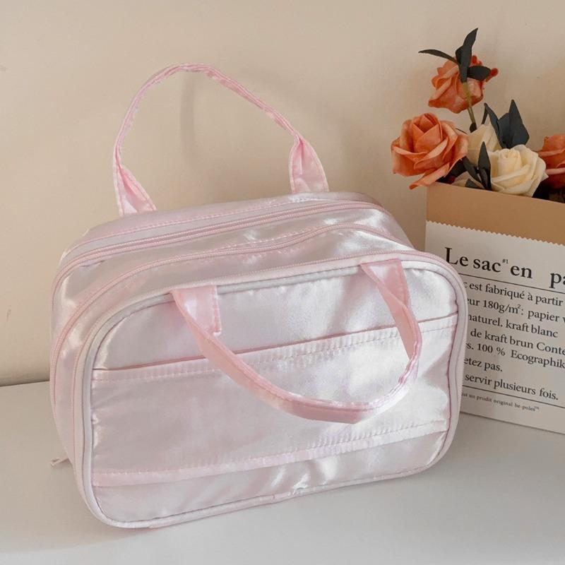Large Capacity Travel Cosmetic Bag Women's Pink Large Tote Makeup Storage Organizer for Toiletries Easy To Carry Daily Use