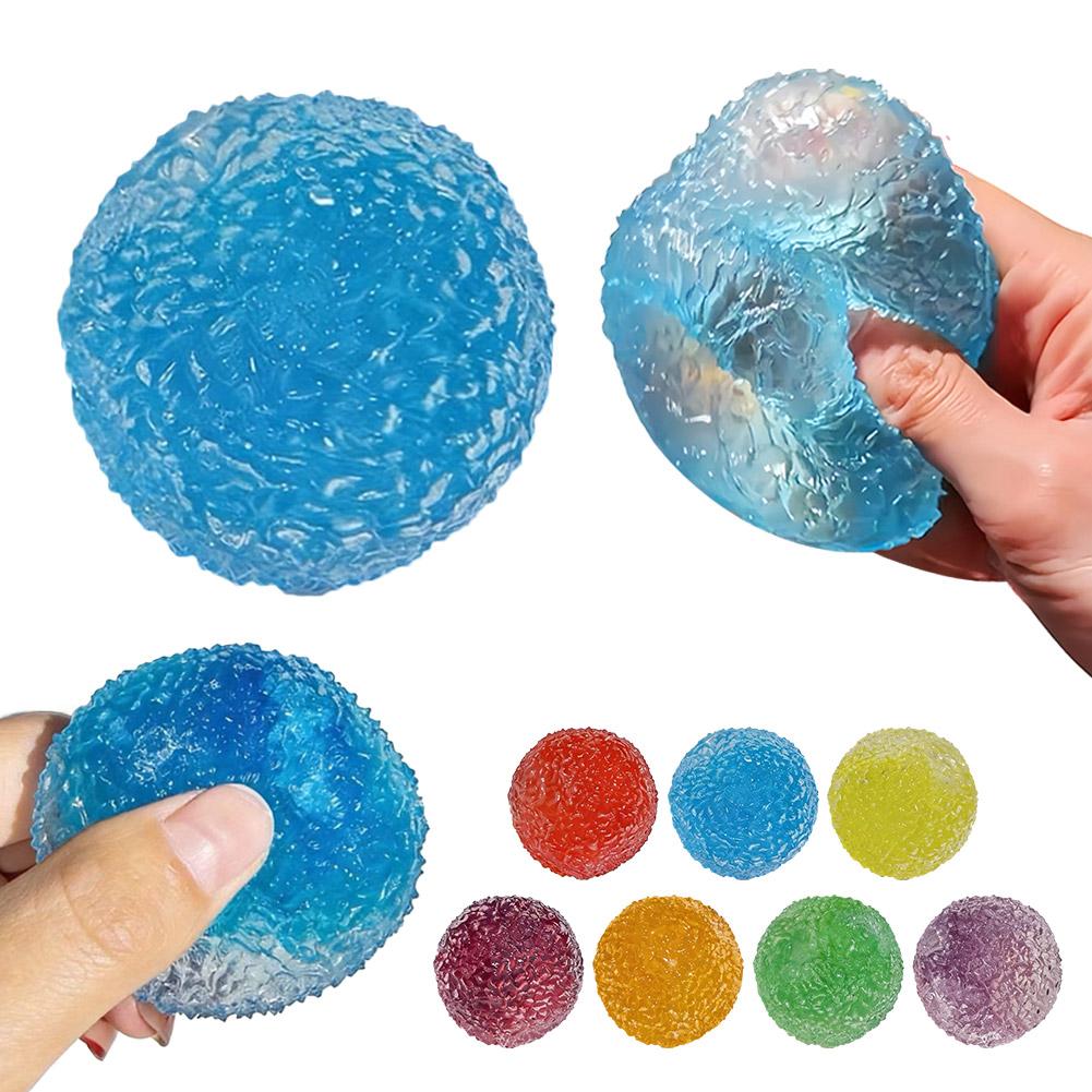 Mochi Simulated Transparent Ice Ball Maltose Squishy Fidget Toy Slow Rebound Blue Anti-Stress Anxiety Relief Sensory Toy