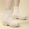 Large size fly-woven socks and boots for women's autumn new thick-soled thin boots and short boots for women