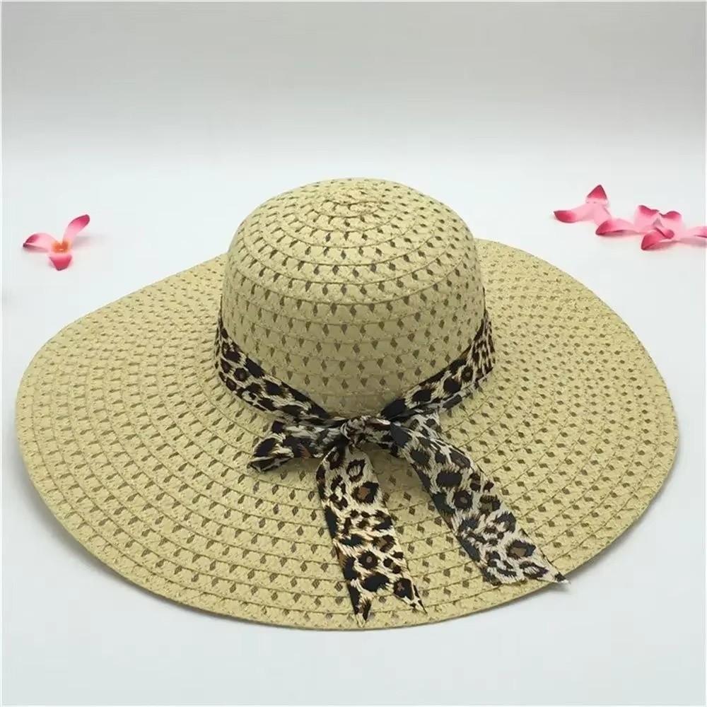 Großer Rand Sommer Sonnenhut Schleife Strohhut Mode Strandkappe für Damen