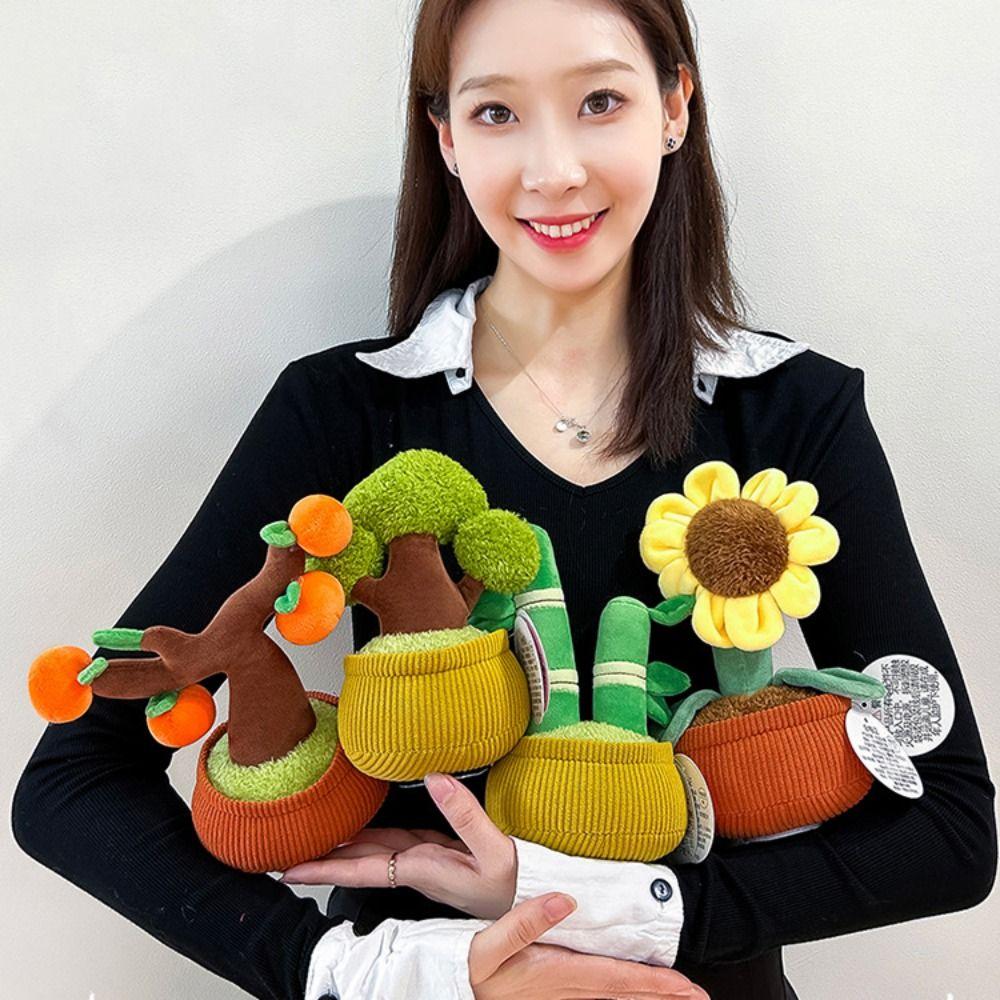 Orchid Flowerpot Potted Plush Toy Getting Rich Simulation Tree Plush Plants  Sofa Decoration