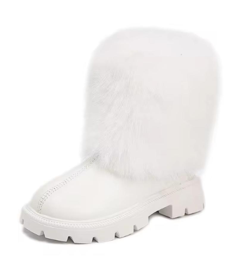 

Зимние однотонные модные детские сапоги из ПУ кожи с искусственным мехом, ботфорты до колена для девочек 2024, теплые нескользящие детские длинные сапоги Botas Para Niñas 25 (insole 16cm)