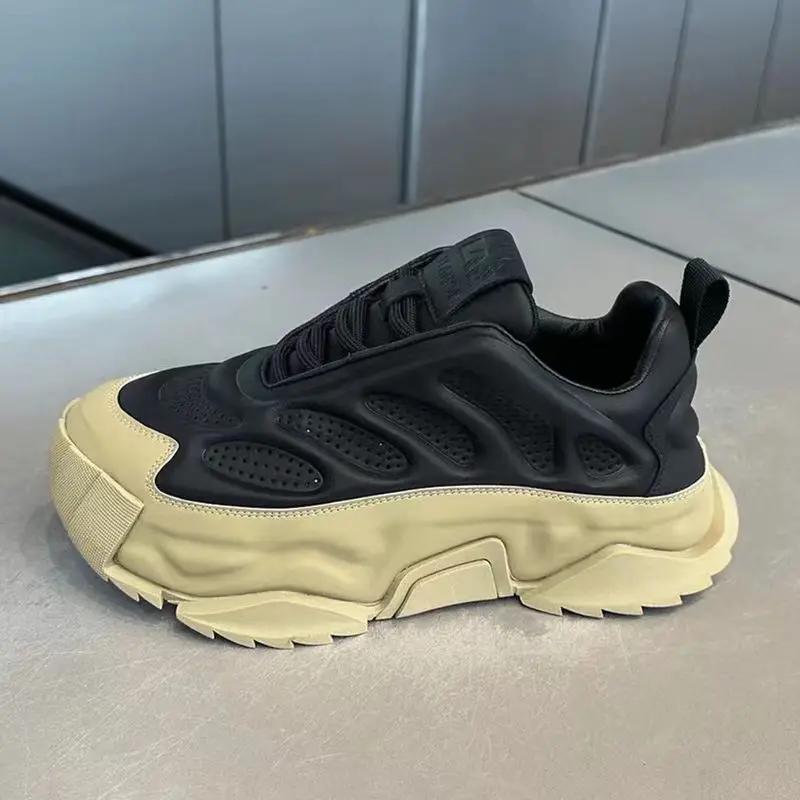 

CYYTL Мужские кроссовки на платформе для отдыха на открытом воздухе Повседневная теннисная мода Бег Спорт Пеший туризм Дизайнерские роскошные скейтборд Кожаные мокасины 39 чёрный