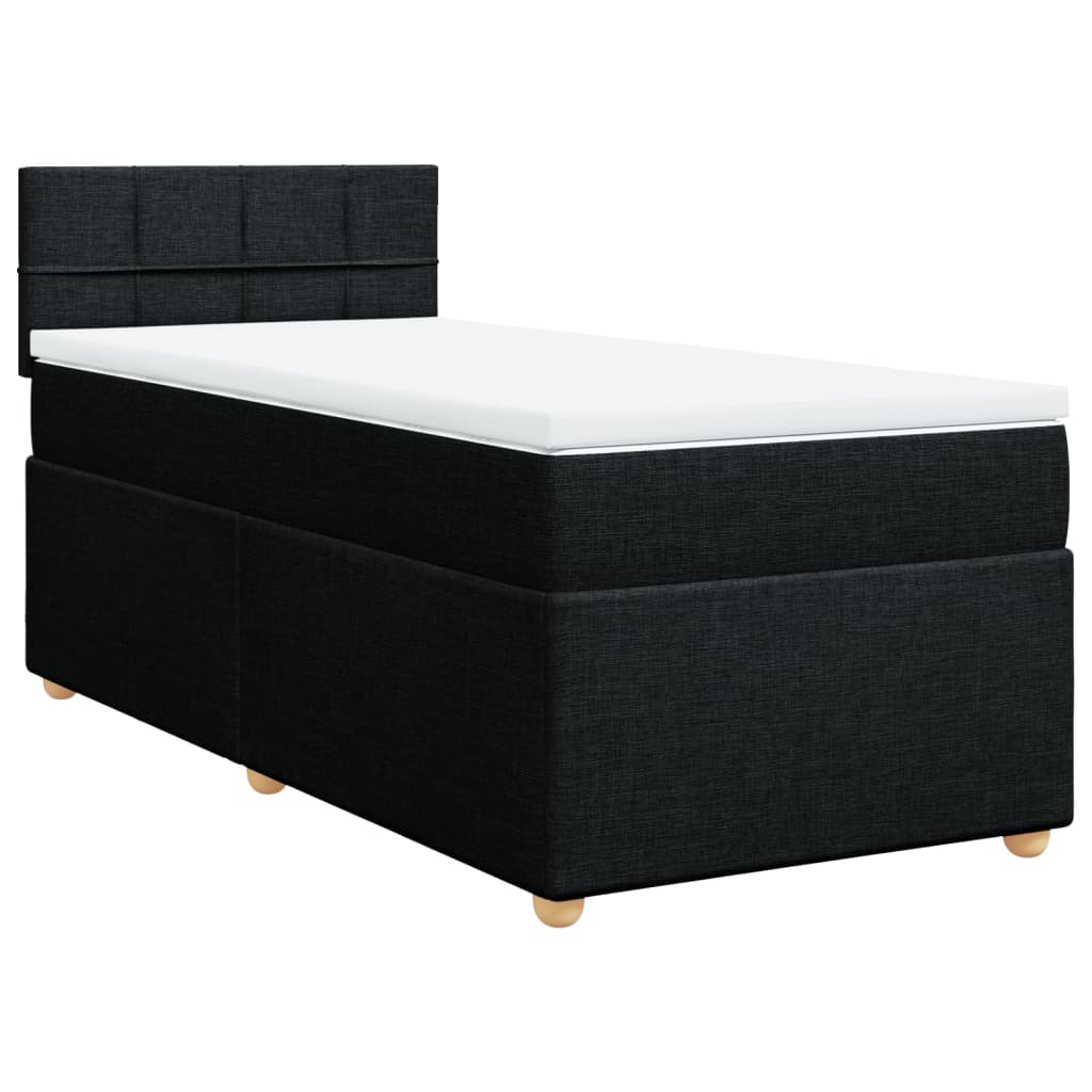 Box Spring Bed with Mattress Black 80 X 200 Cm Fabric