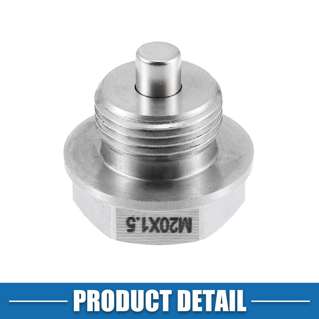 A ABSOPRO Car Engine Magnetic Drain Plug Stainless Steel with Copper Washers 2 Pack M20x1.5
