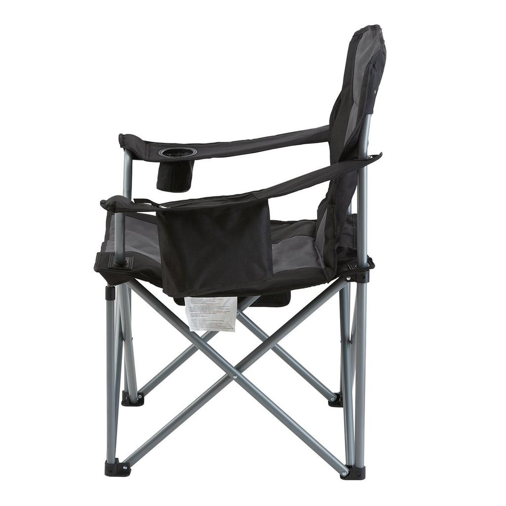 Camping Folding Chair for Adults, Portable Heavy Duty Outdoor Quad Lumbar Back Padded Arm Chairs with Side Pockets, Cup Holder and Cooler Bag for