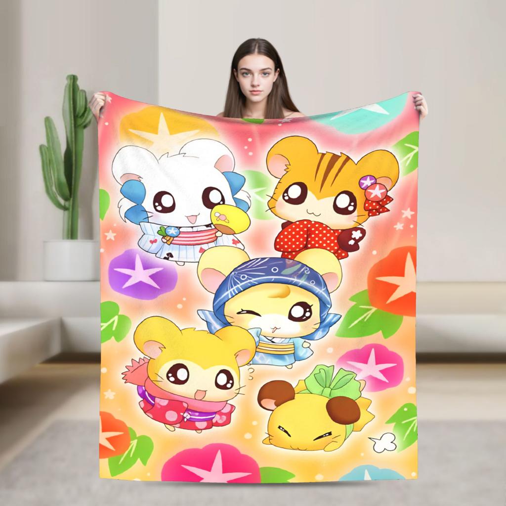 Hamutaro Flannel Blankets Winter Soft Durable Throw Blanket for Boy Girl Outdoor Novelty Bedspread Sofa Bed Cover