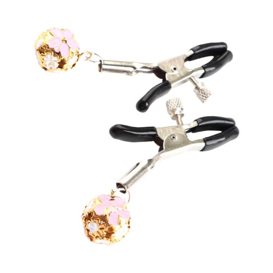 1 par brystklemme for voksne leketøysklemme Levetid Komfortabel lang skrue metall brystvorteklemme med klokkepar