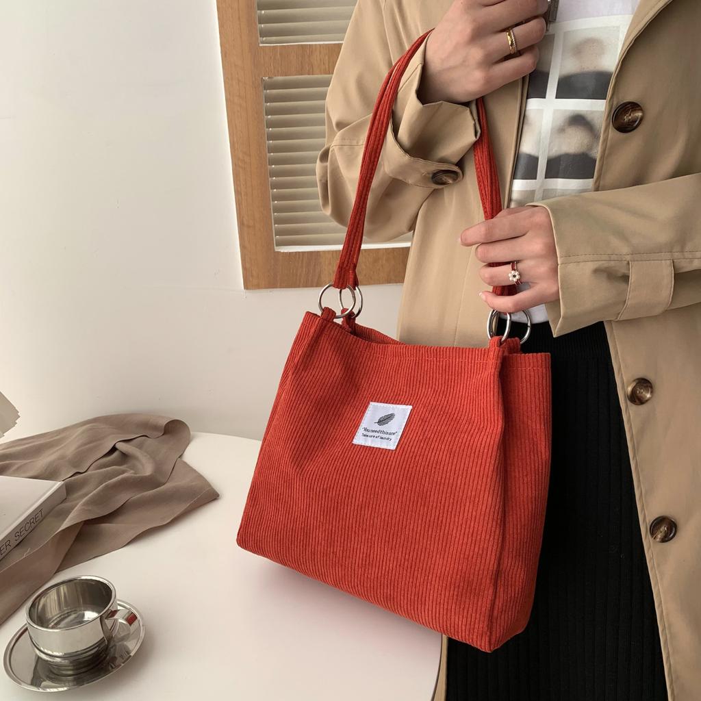 Casual Women's Corduroy Shoulder Bag Ladies Tote Bag Fashion Handbag Messenger Bags Portable Crossbody Shopper Bag For Ladies