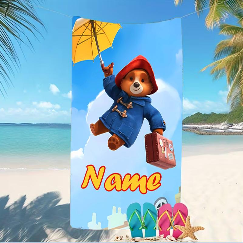 Customizable personalized beach towels Paddington Bear themed designs.Suitable for the beach, yoga, sports;ideal as beach accessories