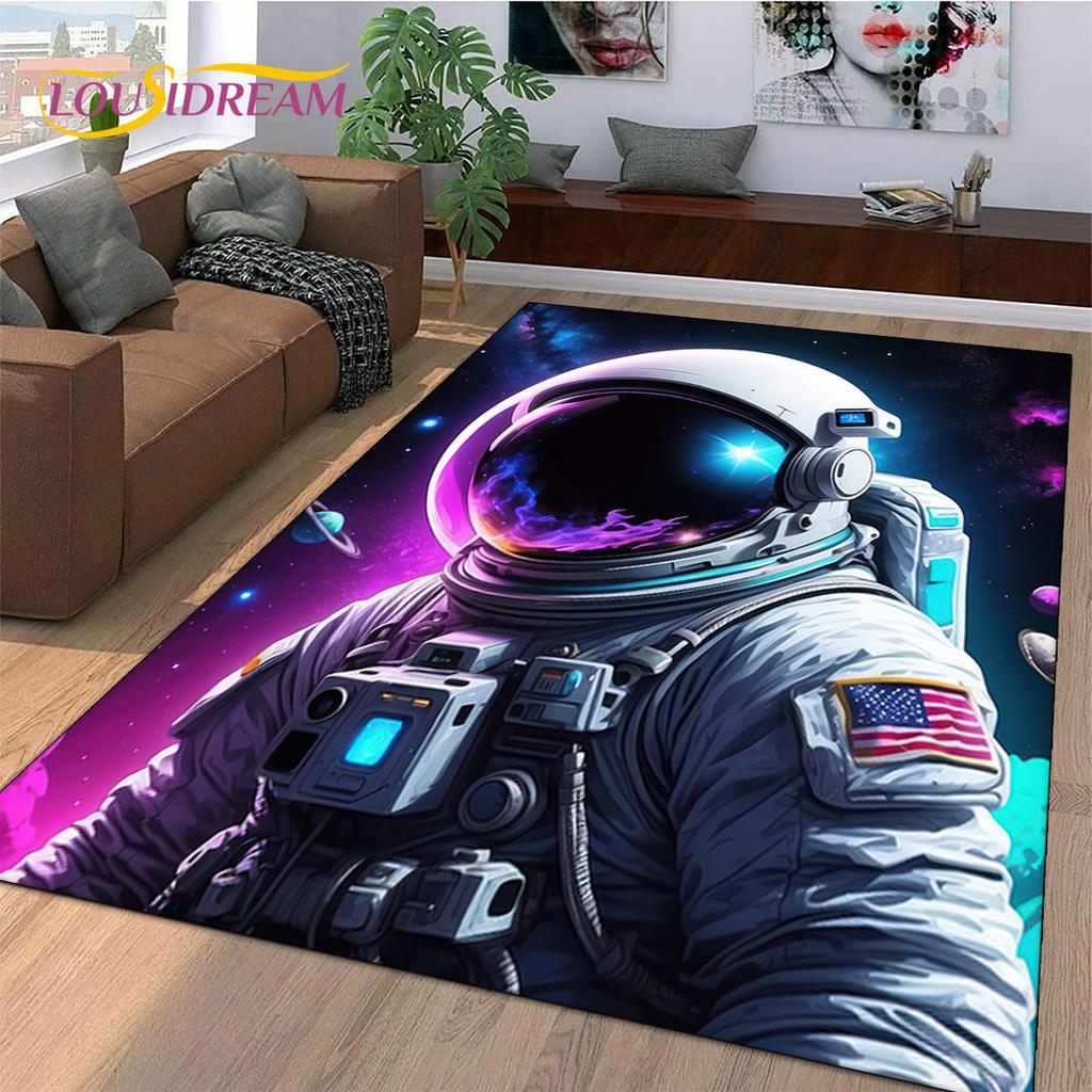 Astronaut Dream Universe Spaceman 3D Outer Space Cartoon Rug Carpet for Living Room Bedroom Decor,Non-slip for Sofa Doormat Kids