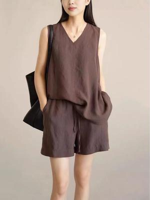 Women's Summer Slimming Sleeveless Vest & Shorts Two-Piece Set