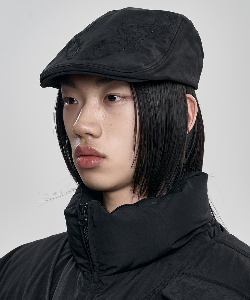 AJOBYAJO Tribal Logo Nylon Flat Cap [Black]