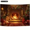 1Pcs Halloween Christmas Fireplace Red Glow Decoration Background Holiday Backdrop Decorations For Photo Studio Booth Party