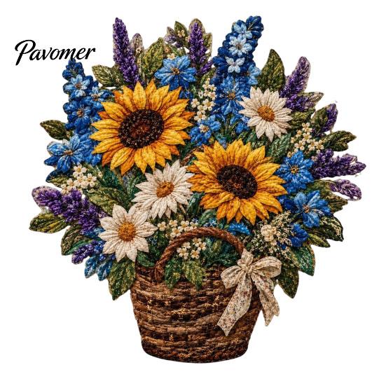 Schichtstoff Bastelblumenkorb Patchwork DIY-Set, Blumen Anfängerfreundliche Nähsets 3D Florales Projekt für Erwachsene, Handgemachte Geschenkidee