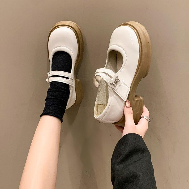 Japanese with Skirt Jk Uniform Shoes Shallow Mouth Thick Sole Mary Jane Single Shoes Women's Autumn New British Style Small Leather Shoes
