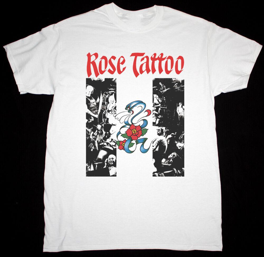 ROSE TATTOO 1978 ROCK N ROLL Short Sleeve White  All Size Gift Shirt AH1379 Unisex T-Shirt S