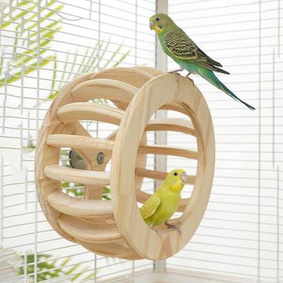 Parrot Perch Wooden Intelligence Enrichment Exercise Wheel Cockatiel Toys For Parakeet Cockatiel Conure Canary Lovebird African