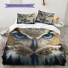 Owl and Its Reflection  Pattern Bedding Quilt Set Quilt Cover Pillowcase Home Decoration  Gift (1 * duvet cover + 2 * pillowcase, without core)