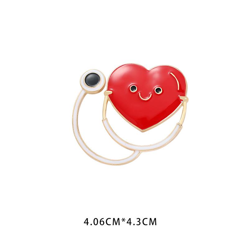 New Creative Medical Medicine Equipment Brooch Pin Stethoscope Electrocardiogram Heart Shaped Pin Brooches Lapel Jewelry