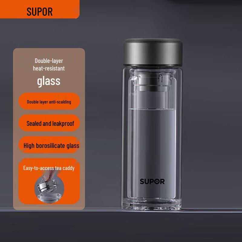 SUPOR 280ml Double-Layer Heat-Resistant Glass Mug