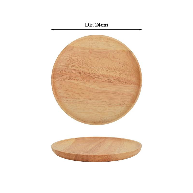 1Pc Round Wooden Plate Snack Dessert Plate Serving Tray Cake Fruit Dishes Food Plate Appetizer Tray Wooden Utensils Tableware