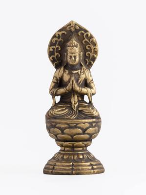 Buddhist Statue Seishi Bodhisattva (small, 6.8cm, Antique Gold) by Sculptor Keishu Watanabe. Original Model (born In the Year of the Horse). Zodiac