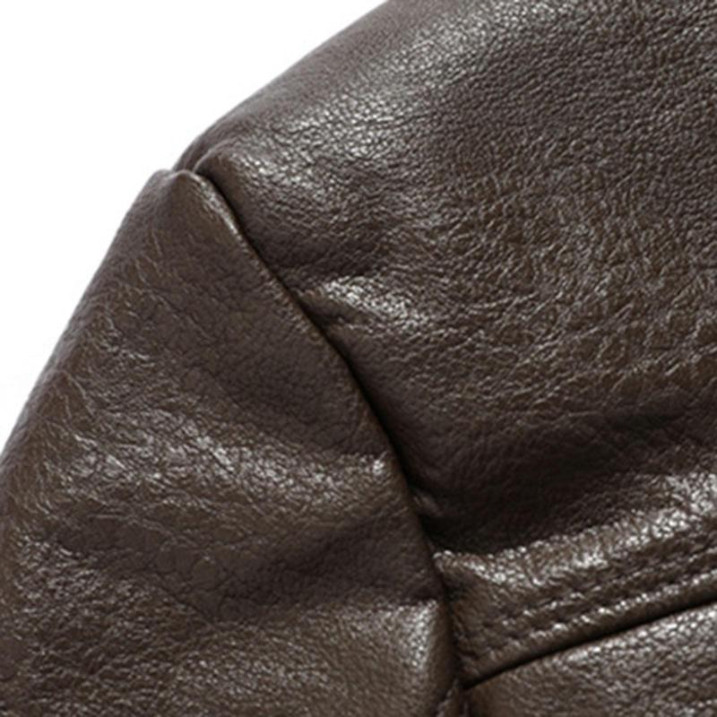 Мужская кожаная куртка из искусственного ПУ — фото 7