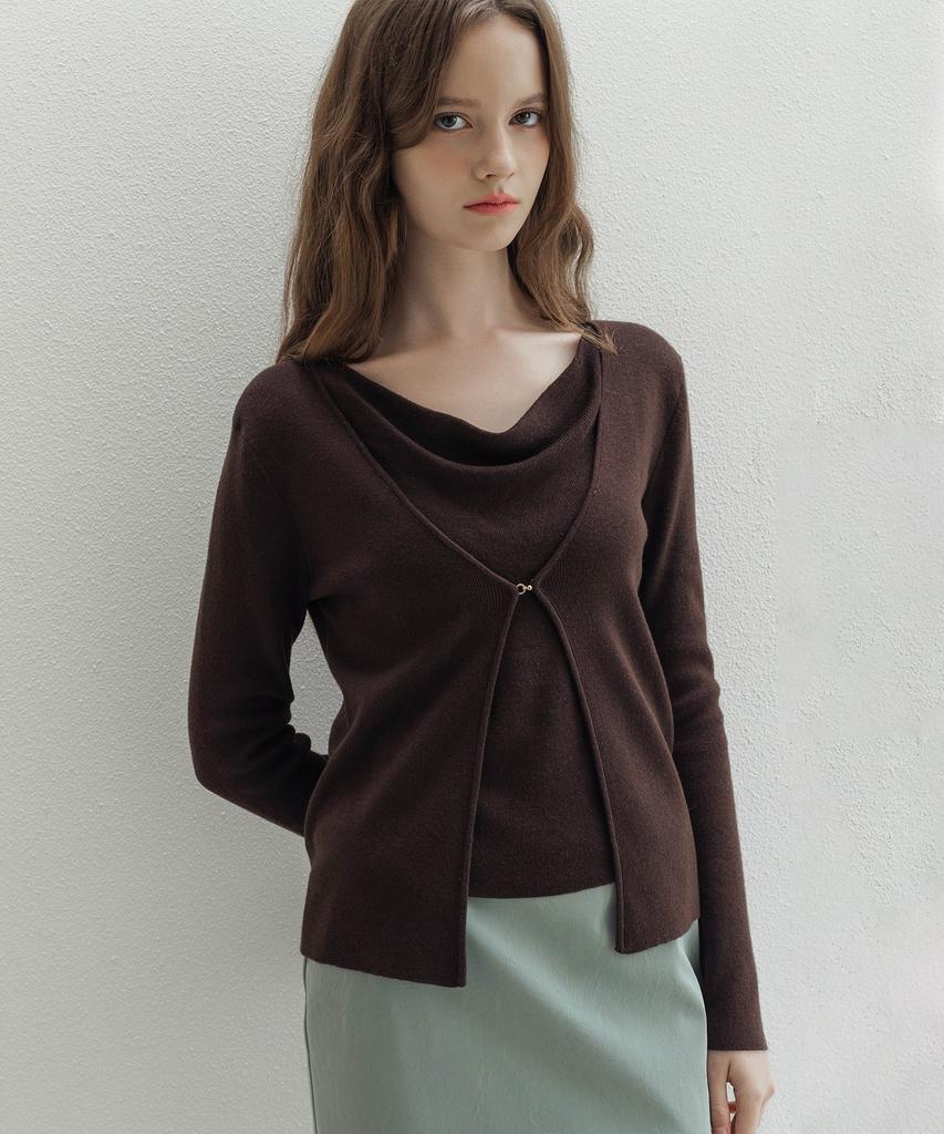 LAUTREDE MIN Cowl Buckle Brown Knit