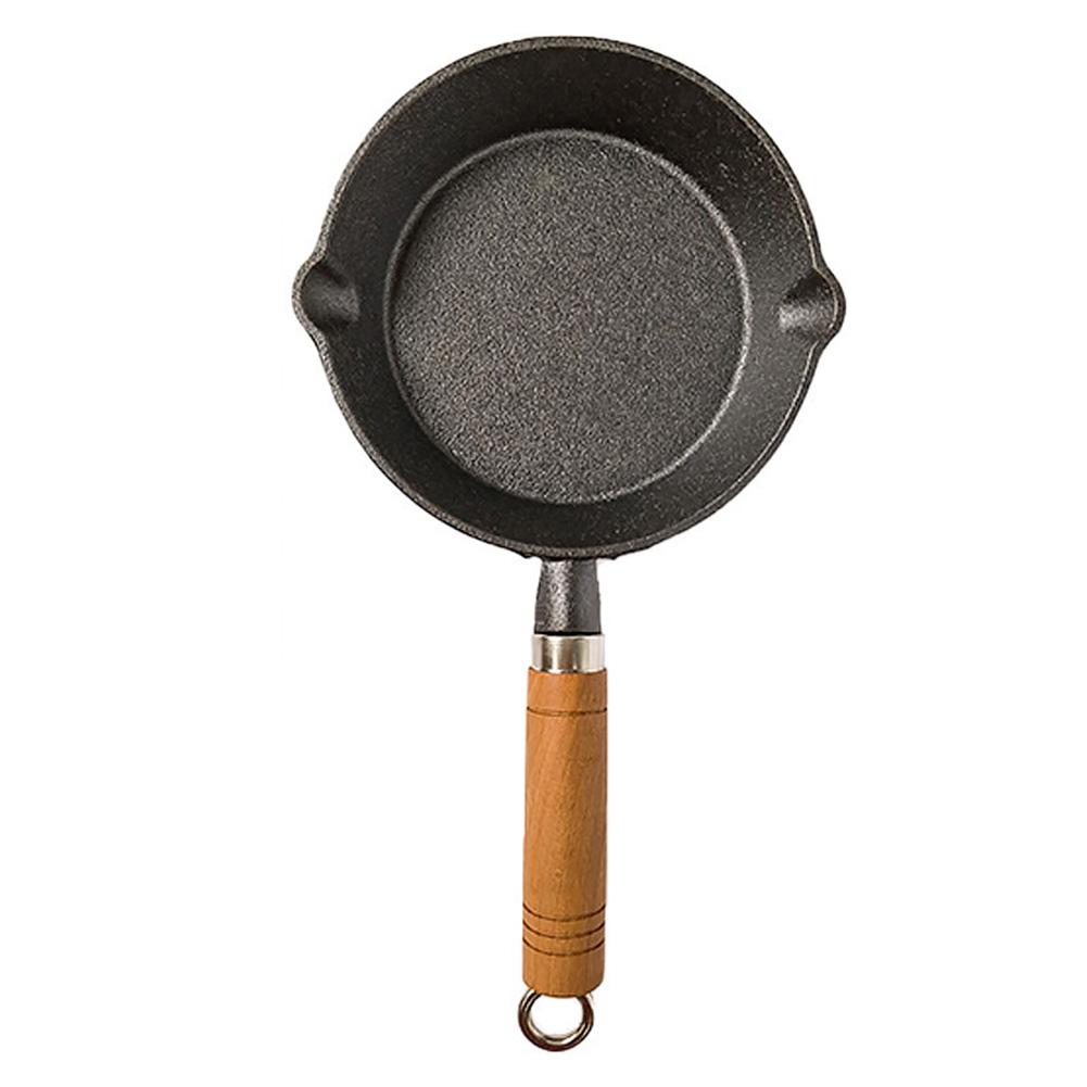 10/15cm Frying Pan Cast Iron Skillet Pan With Wooden Handle Non-Stick Small Frying Pan Egg Pan For Kitchen Home Supplies