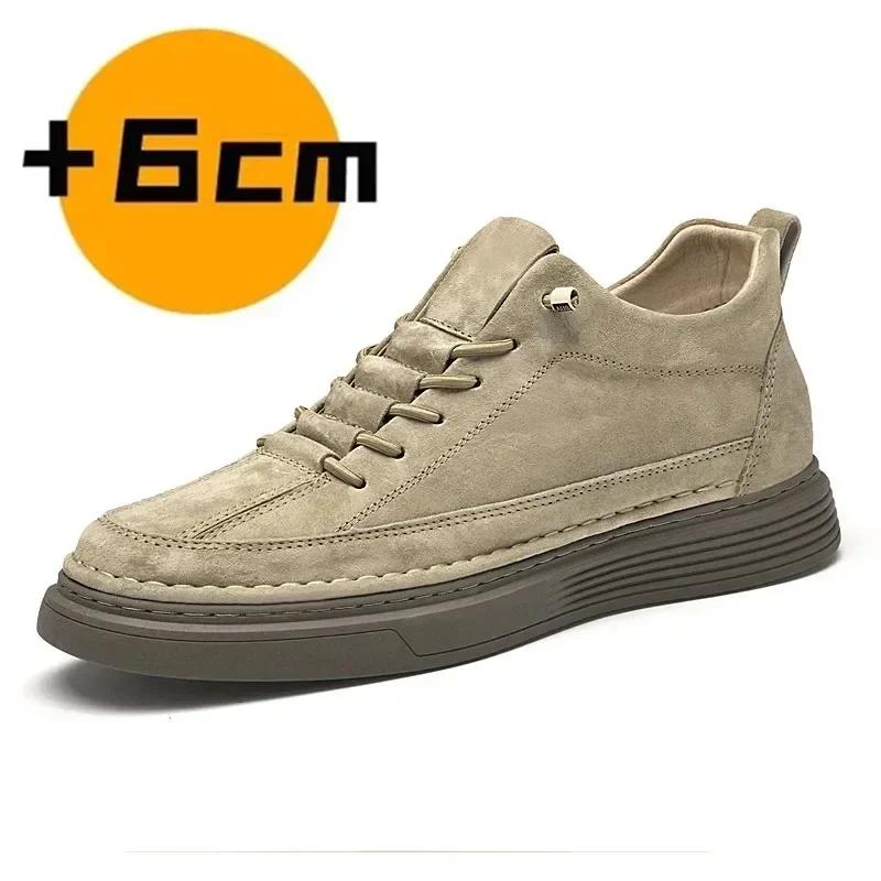 Scarpe Rialzate in Vera Pelle per Uomo Scarpe Elevator Aumento di Altezza Calzature Sneakers Casual di Lusso da Uomo Scarpe da Skate