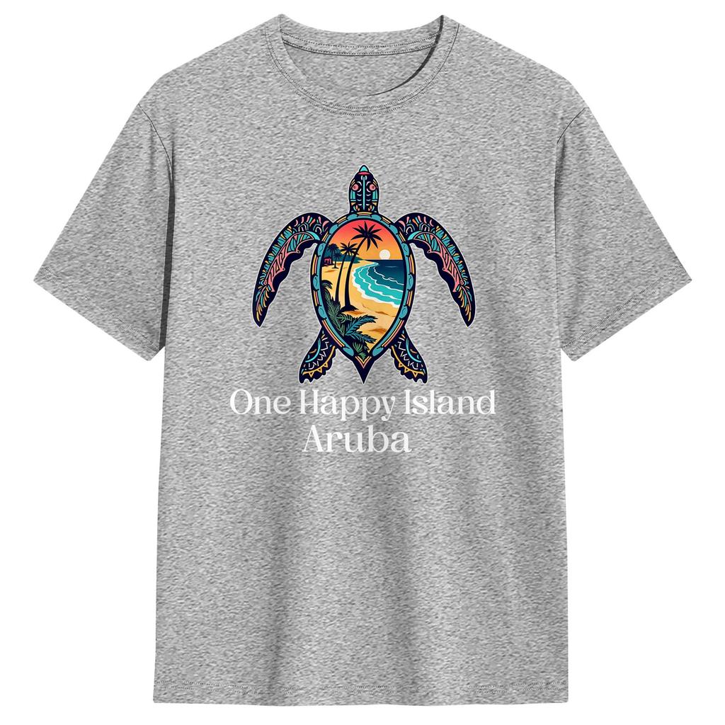 Aruba One Happy Island Souvenir TShirts Cotton Top Tees Summer YK Funny Short Sleeves T Shirt ONeck Trending Print Tshirt