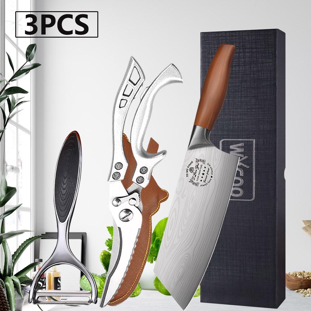 WXCOO Professional Chef's Knife Japanese Sharp Meat Cleaver Cooking Damascus Laser Kitchen with Gift Box Fruit Slicing Knife