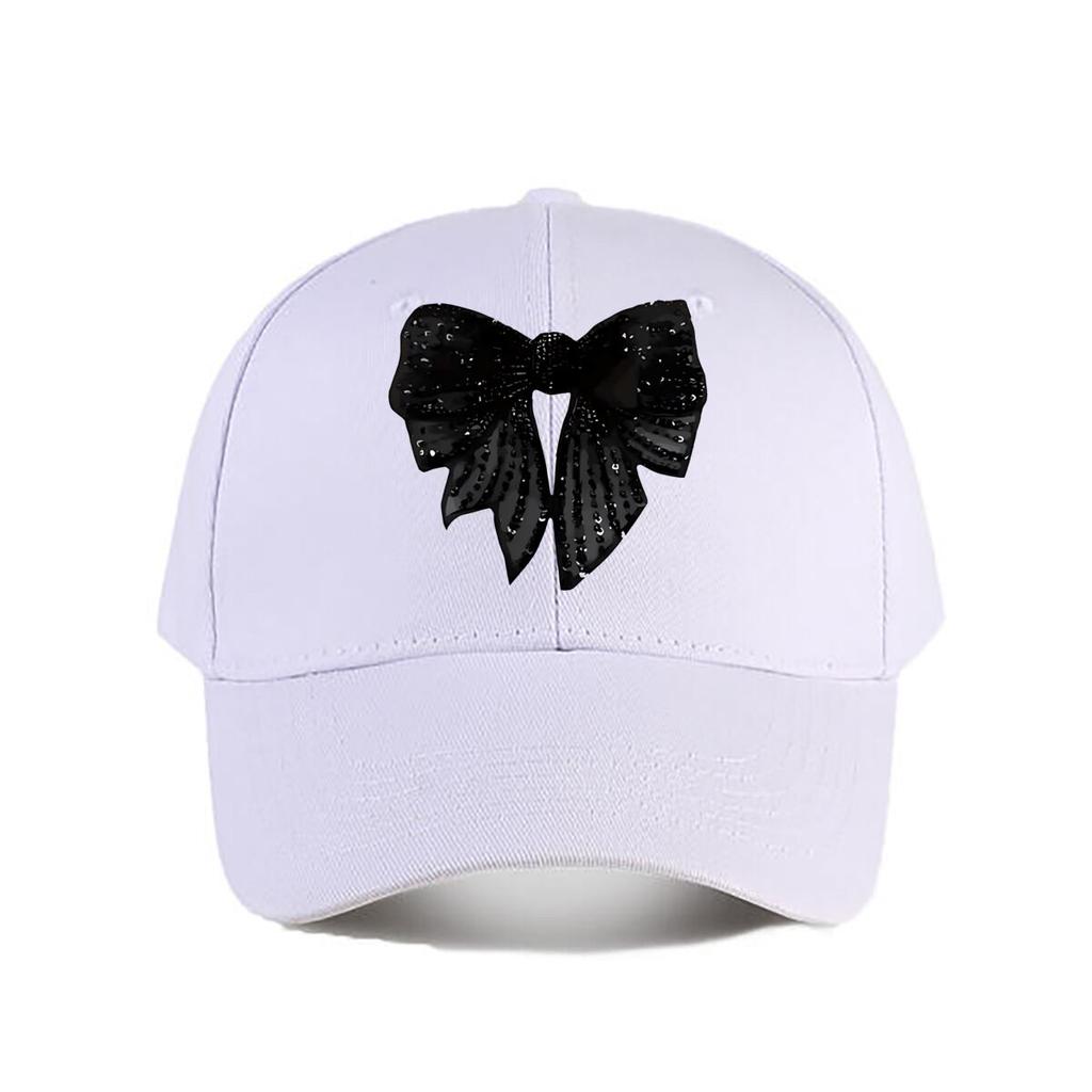 Black Bowknot Glitter Casual Daily Baseball Cap Fashion Unisex Sunhat Womens Outdoor Sports Snapback Cap