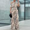 2026 Spring New Women's Fashion Casual Slash Shoulder Printed Lace-Up Waist Onesie