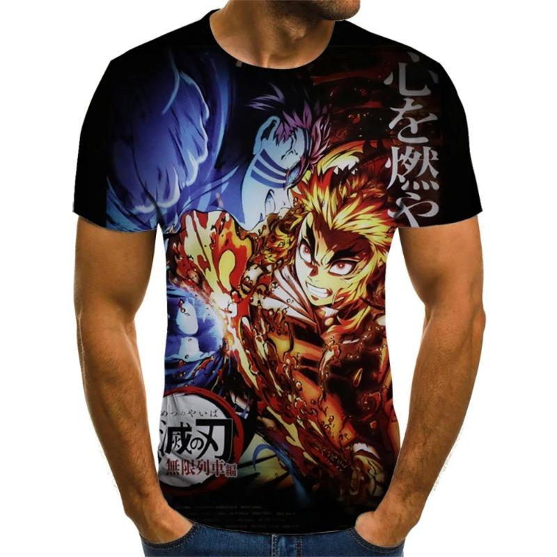 Demon Slayer 3D Print T-shirt Fashion Casual Short Sleeved Harajuku Streetwear Oversized