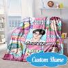 Custom Name KPop Cartoon Blanket bed sofa Blanket Flannel Blanket for Camping, Hiking, Picnic Essentials,gift for Fan family