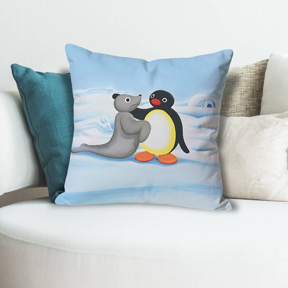 Penguin Cute PPingu Various Sizes Square Pillow Case For Car Home Bedchamber Decor Custom Valentine gift