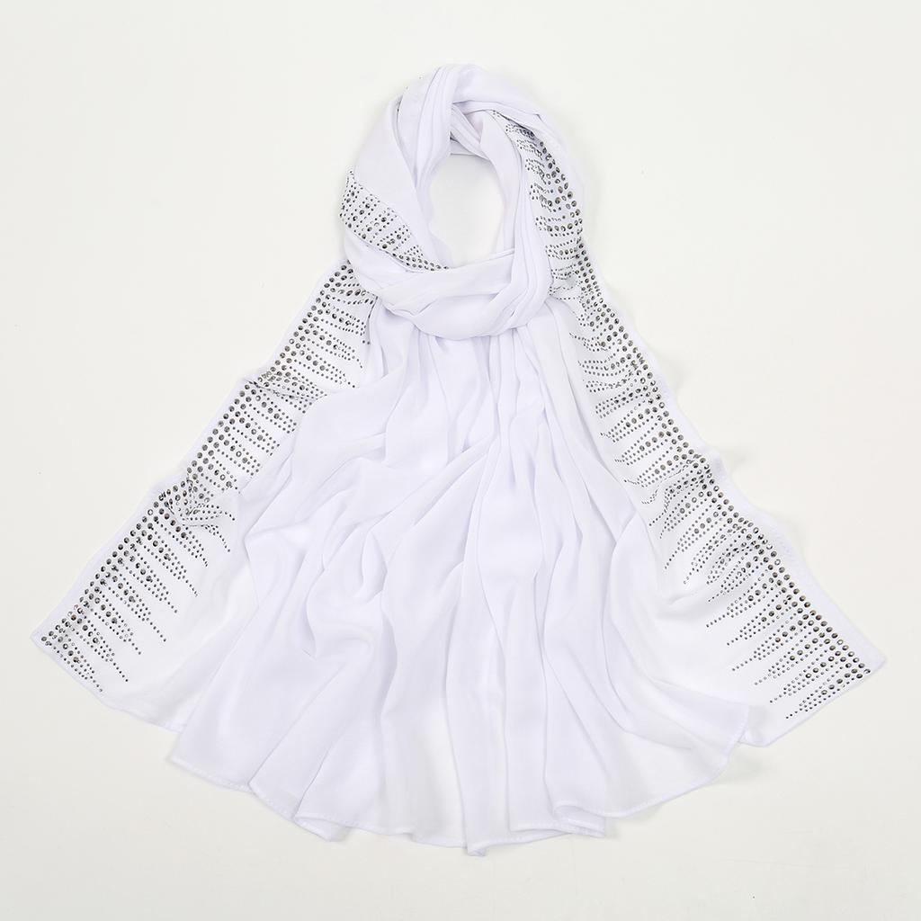 Shinny Rhinestone Chiffon Hijab Long Scarf Islam Hijabs Women's Turbans Head Wrap Sparkly Scarf Fashion Accessory 175*70CM
