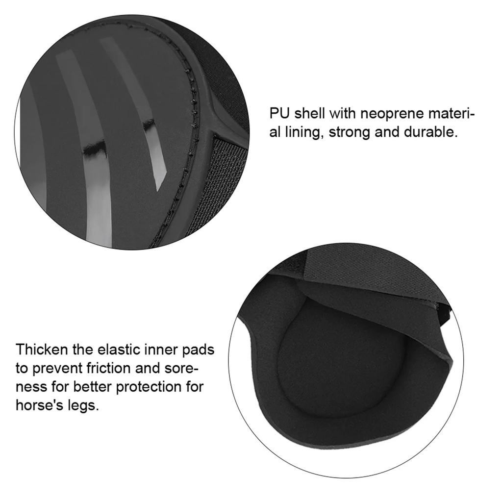 2 Pair Elastic Horse Boot Thicken PU Front Hind Boots Legs Protector For Training Jumping