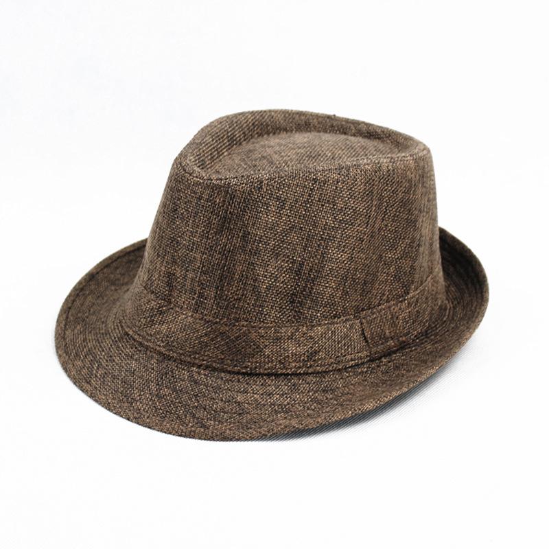 Cappelli Fedora Estivi per Uomo Mezza Età Cappellino Lino Panama Monocolore Jazz Cappello Cowboy Uomo Donna Festa Britannica Cappello da Sole