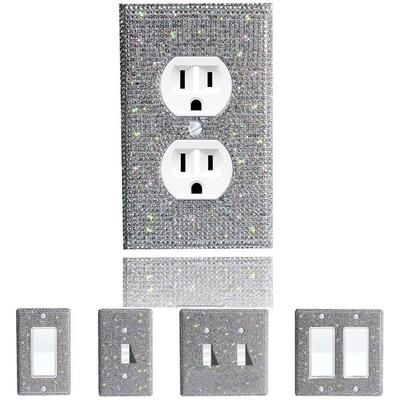 US Standard Elegant Home Decoration Glitter Switch Panel Sticker Bling Plug Outlet Wall Plate Cover Rhinestones Frame