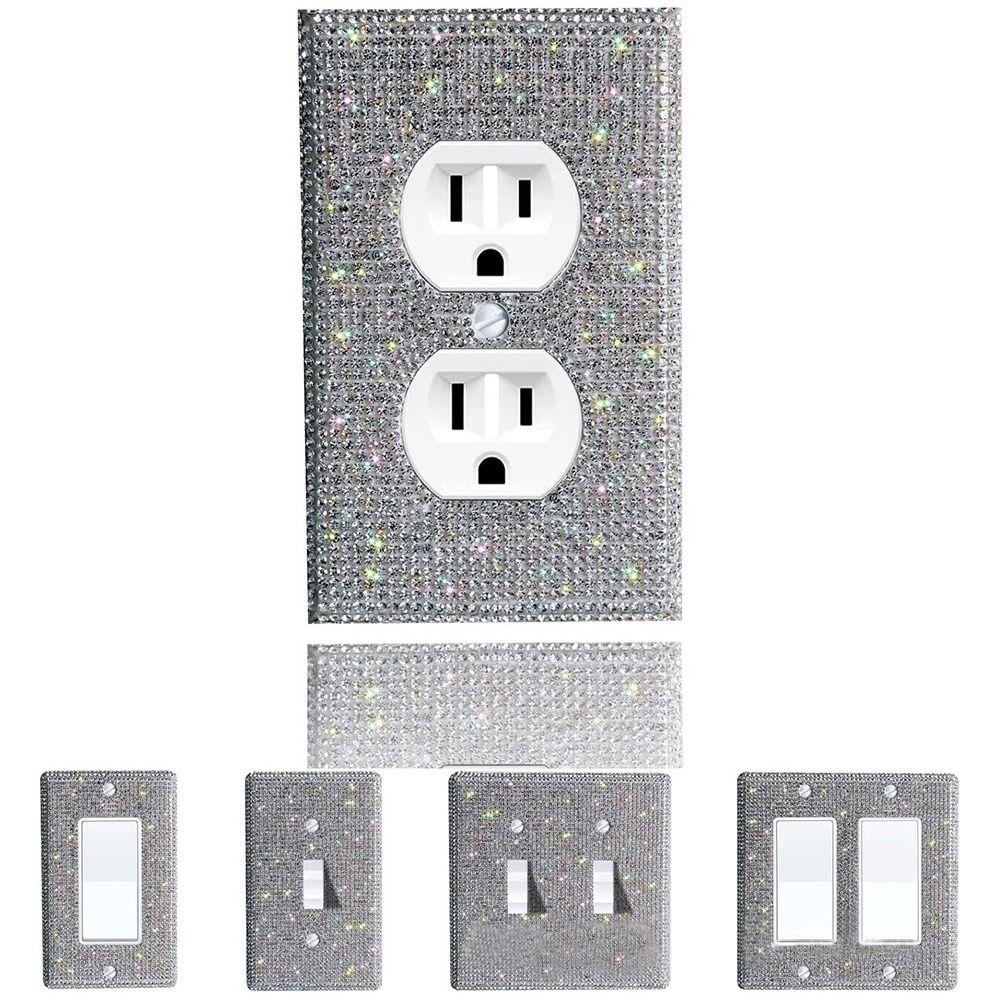 Home Decoration Wall Plate Cover Bling Plug Outlet Switch Panel Sticker Rhinestones Socket Frame