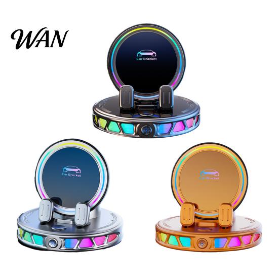 Car Phone Holder with Light Wireless Charging Mount RGB Ambient 15W Fast Stand Magnetic Charger Vacuum Suction Cellphone Accessories
