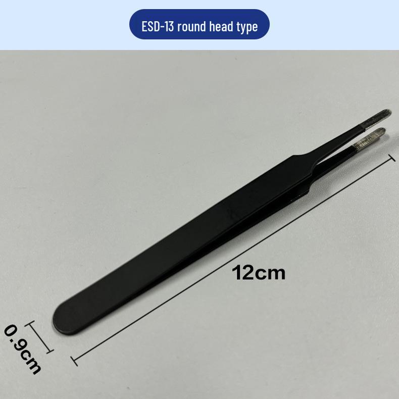 Anti-Static Stainless Steel Precision Tweezers, Curved Tip for Electronics, Eyelash Extensions, Manicure, Bird's Nest Picking, and Hair Removal.