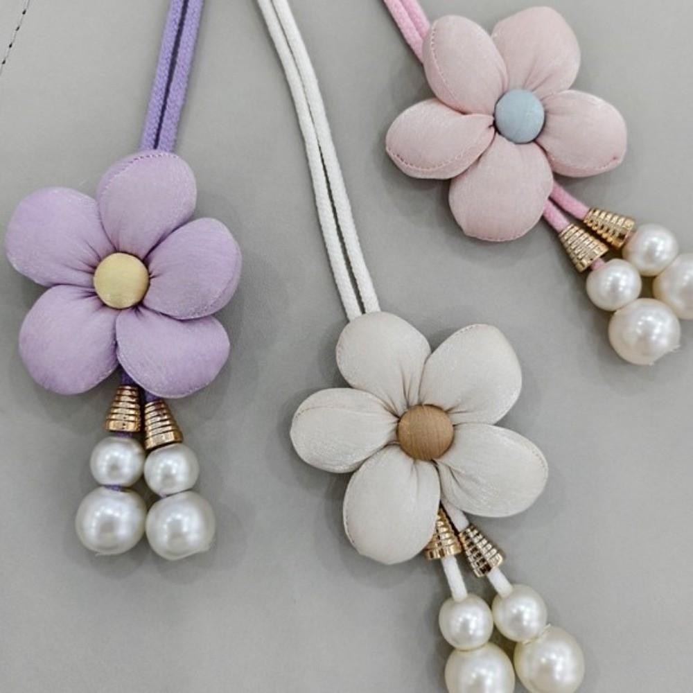 Adjustable Pearl Curtain Holdbacks Fabric Flowers Curtain Buckle Curtains Tie Rope  Living Room