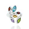 Multi Gemstone 925 Sterling Silver Ring - Unique Design
