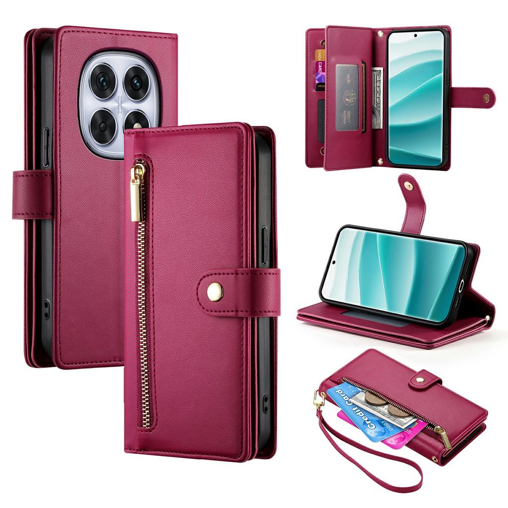 For Xiaomi Poco M8 5G/Redmi Note 15 5G (Global) Case Zipper Pocket Wallet Leather Phone Cover with Straps