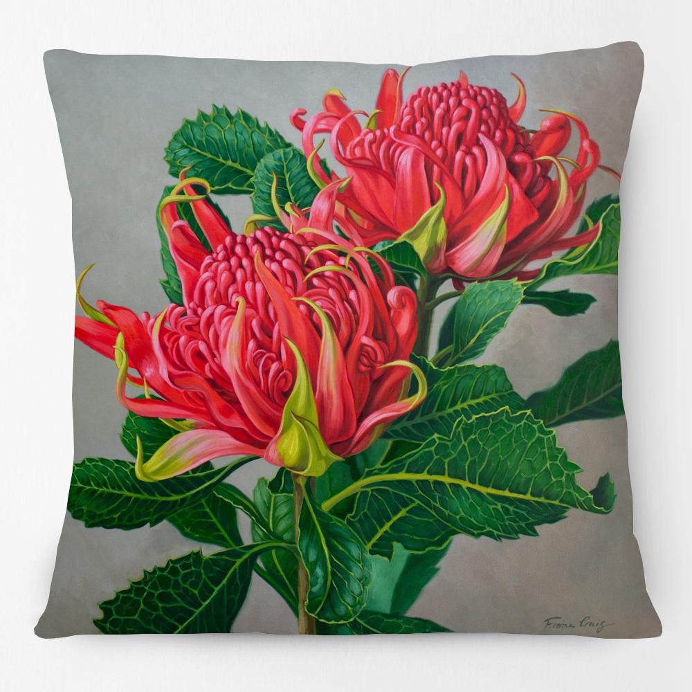 Australian Waratah Flower Banksia and Wattle Plant Cushion Covers Decorative Pillowcase 40x40cm16x16in