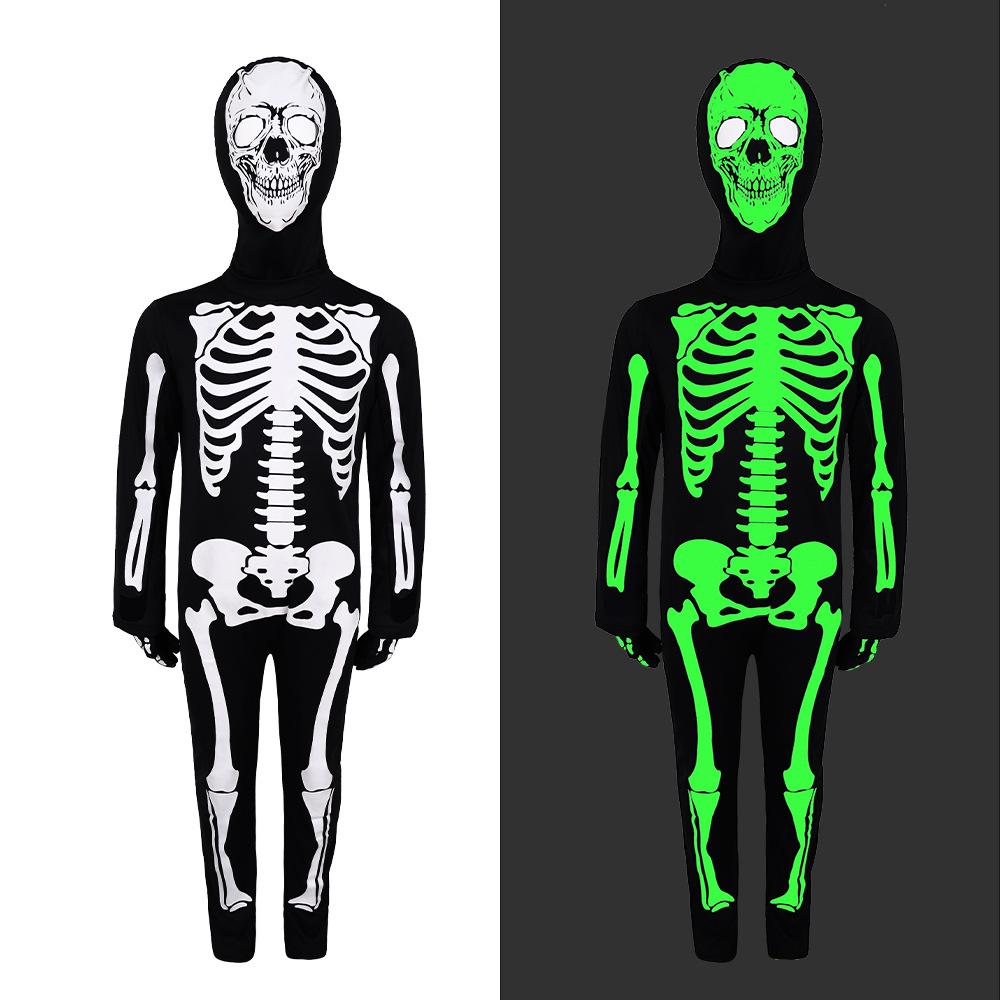 Cosplay Kostüm, Halloween leuchtendes Skelett 5er Pack Kinderkostüm Einteiler Bühnenauftritt Maskenball